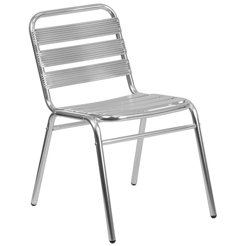 4PK Commercial Aluminum Indoor-Outdoor Restaurant Stack Chair - Triple Slat Back