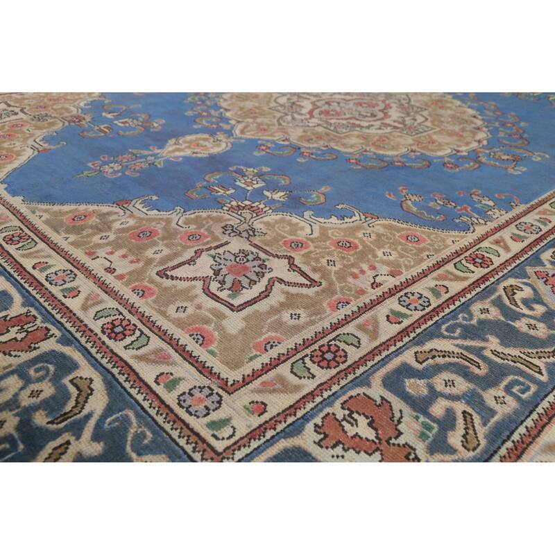 Blue Tabriz Persian Vintage Area Rug Handmade Wool Carpet - 8'3"x 11'5"