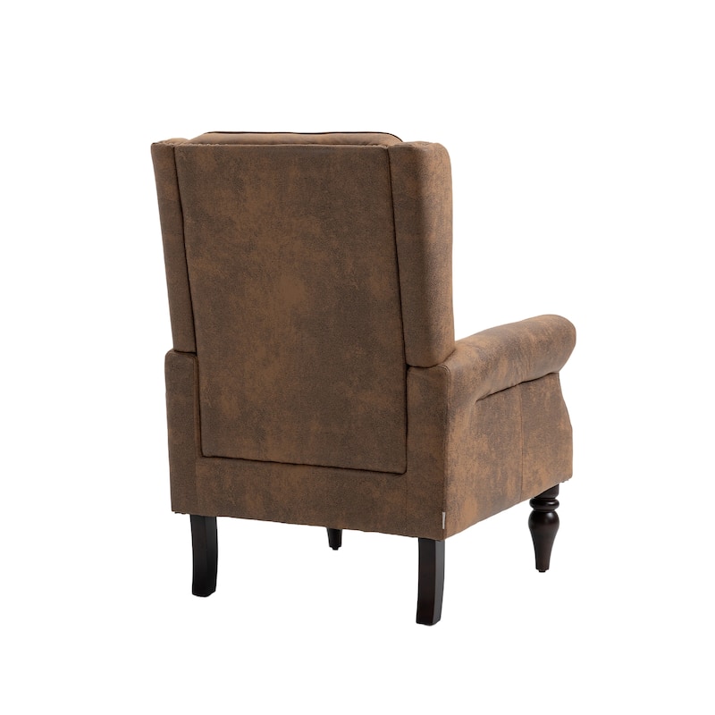 Mid-Century Velvet/Leather Upholstered Tufted Wood Frame Armchair