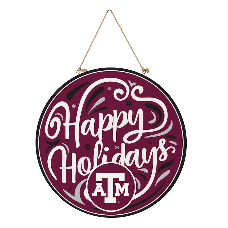 Texas A&M 18" x 18" Happy Holidays Door Décor Wall Sign - 18" x 18"