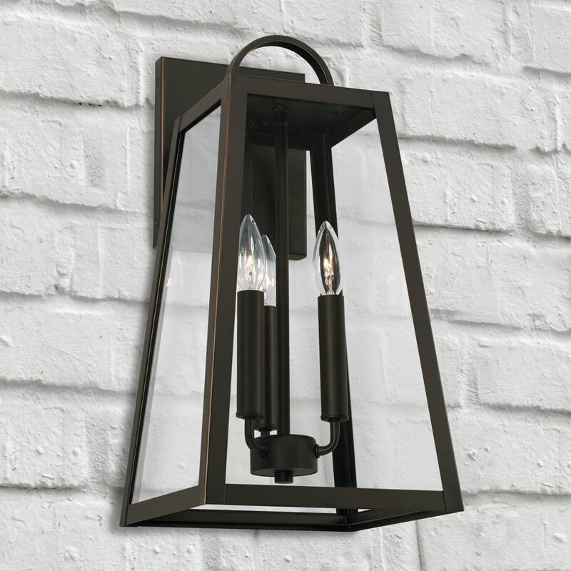 Leighton 10" 3-light Outdoor Wall Lantern w/ Clear Glass