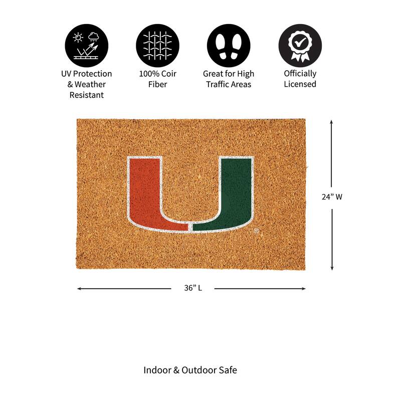 University of Miami Full Color Indoor/Outdoor Coir Mat
