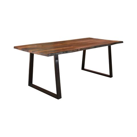 Rectangular Dining Table with Metal Base in Grey Sheessam and Black - Grey Sheessam and Black