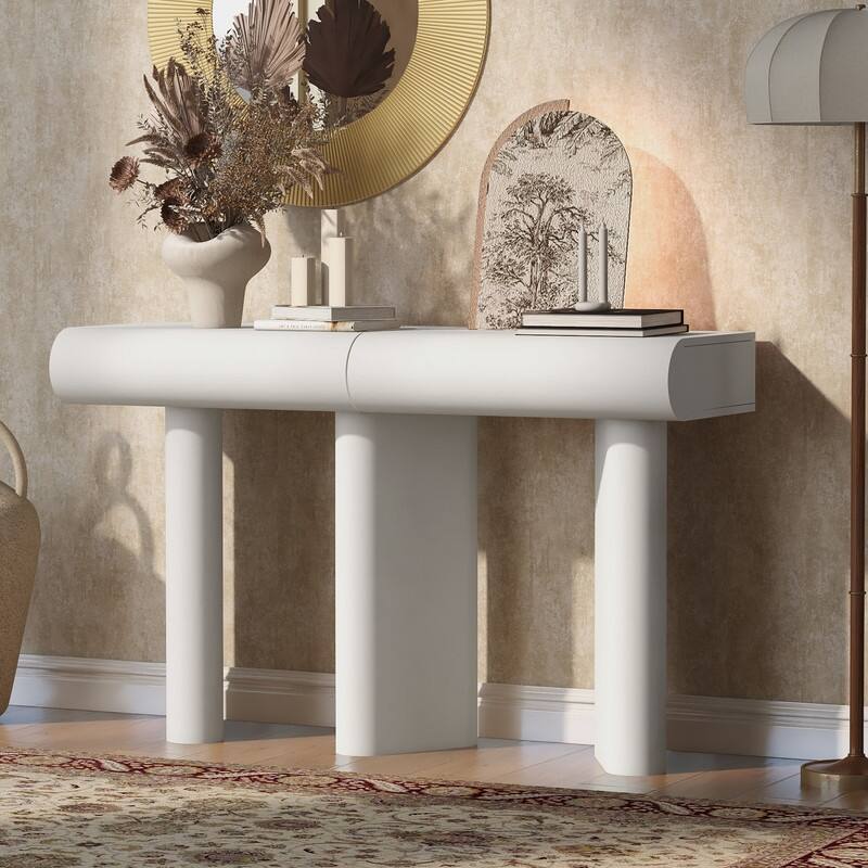 47.6" Modern Painted Entryway Table with 2 Curved Drawers,Space-Saving Hallway Table with Geometric Legs