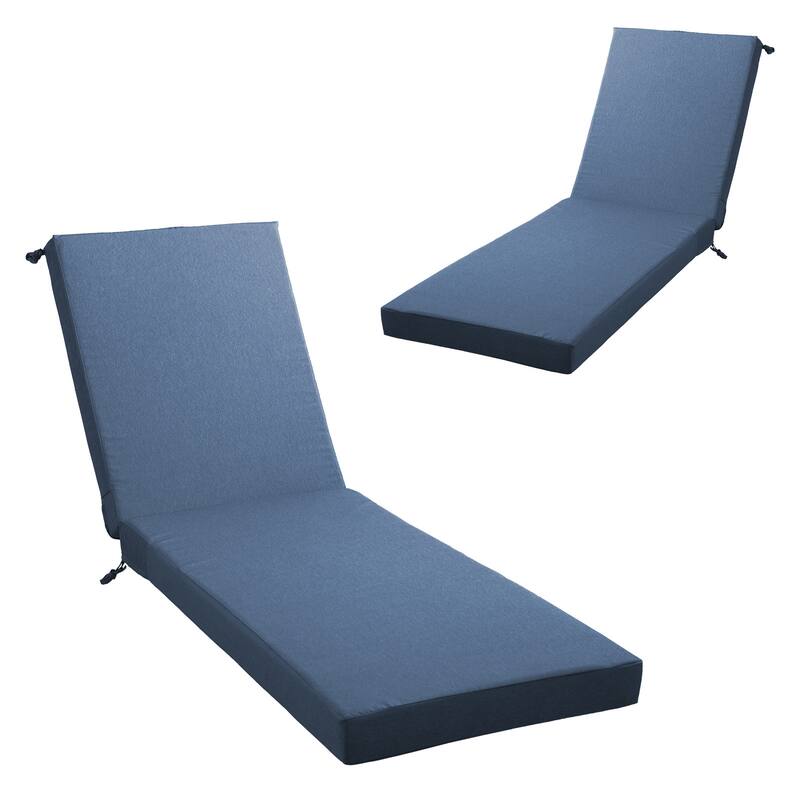 22.4 in W x 71.9 in L x 3.5 in Thickness Outdoor Chaise Lounge Replacement Cushion - Blue - 2-Piece Set