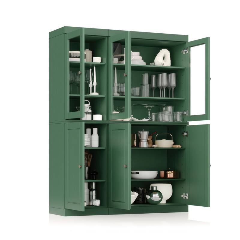 Palace Imports 100% Solid Wood Pantry China Cabinet, Raised Panel & Clear Glass Doors, 48.5" Wide, 71.5" Tall - 48.5" x 71.5"