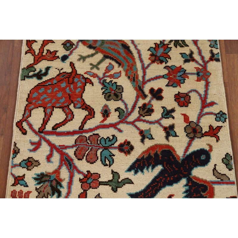 Animals Design Ziegler Foyer Rug Hand-Knotted Wool Carpet - 2'0" x 3'0"