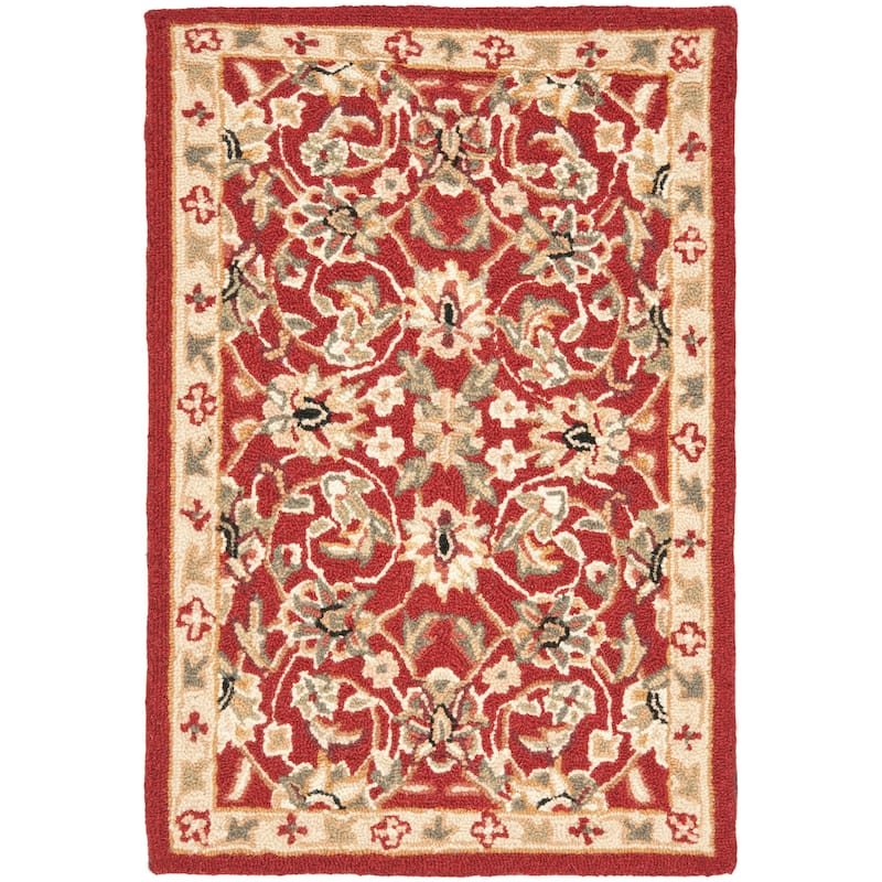 SAFAVIEH Handmade Chelsea Kolja French Country Wool Rug - 2'6" x 4' - Burgundy/Ivory