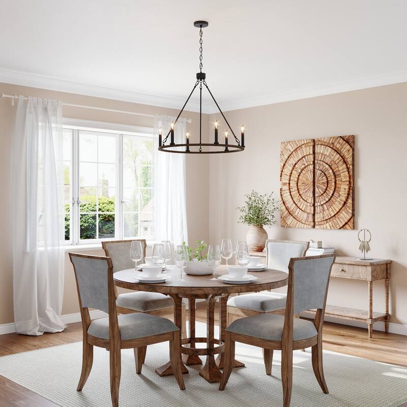 Acroma 6-light Farmhouse Rustic Round Wagon Wheel Chandelier with UL - 23''