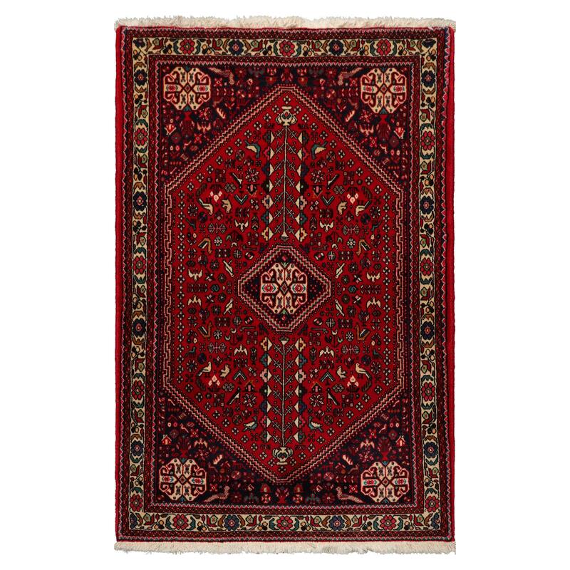 3'3''x5 Hand Knotted Wool Red Abadeh Traditional Rug - 3' 3'' x 5' - 3' 3'' x 5'
