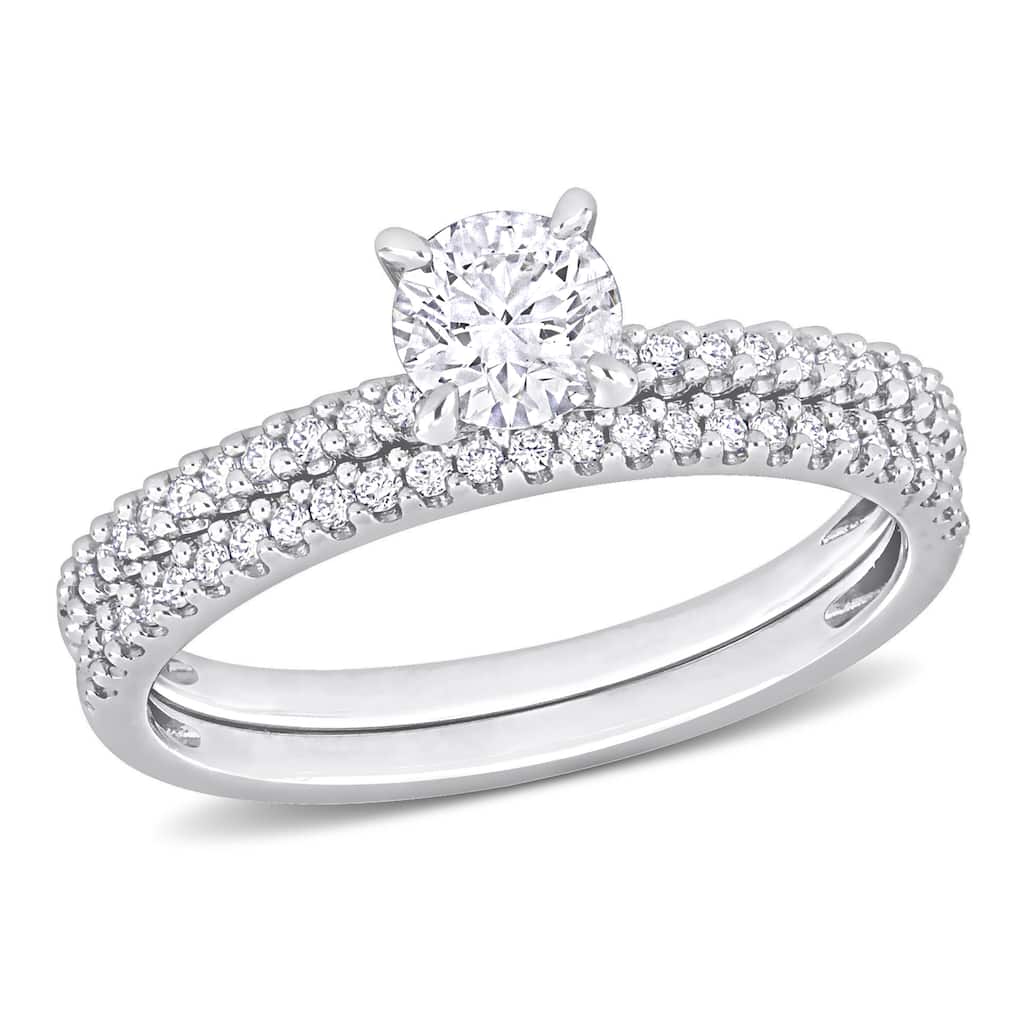 Miadora 3/4ct TDW Diamond Solitaire Bridal Ring Set in 14k White Gold
