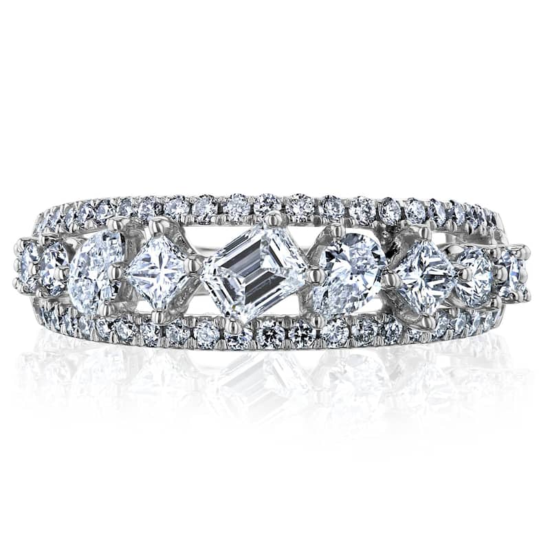 Kobelli 1 Carat Natural Diamond 10k Gold Mixy Triple Strand Diagonal Ring