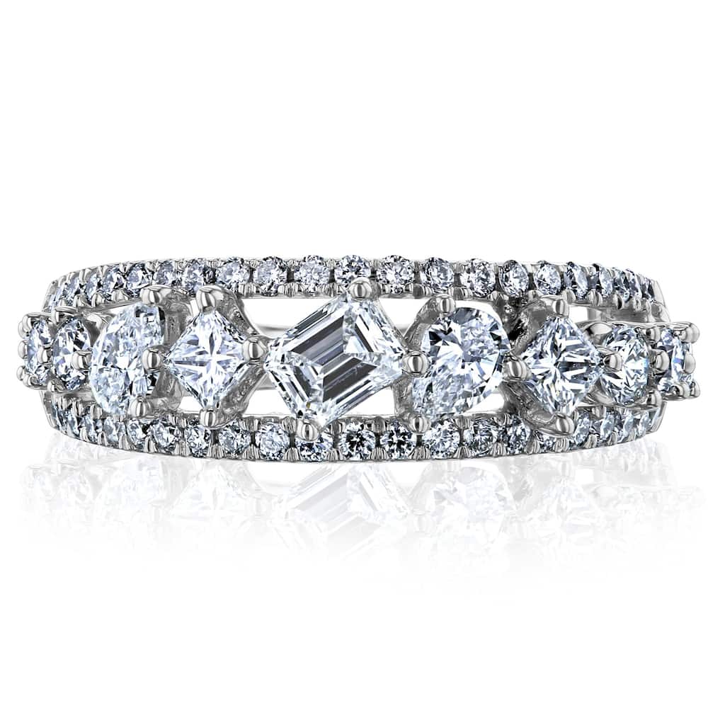 Kobelli 1 Carat Natural Diamond 10k Gold Mixy Triple Strand Diagonal Ring