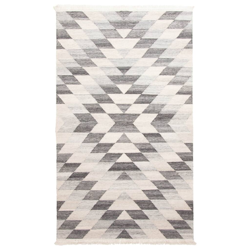 ECARPETGALLERY Flat-Weave Ankara FW Dark Grey Wool Kilim - 4'10 x 8'2