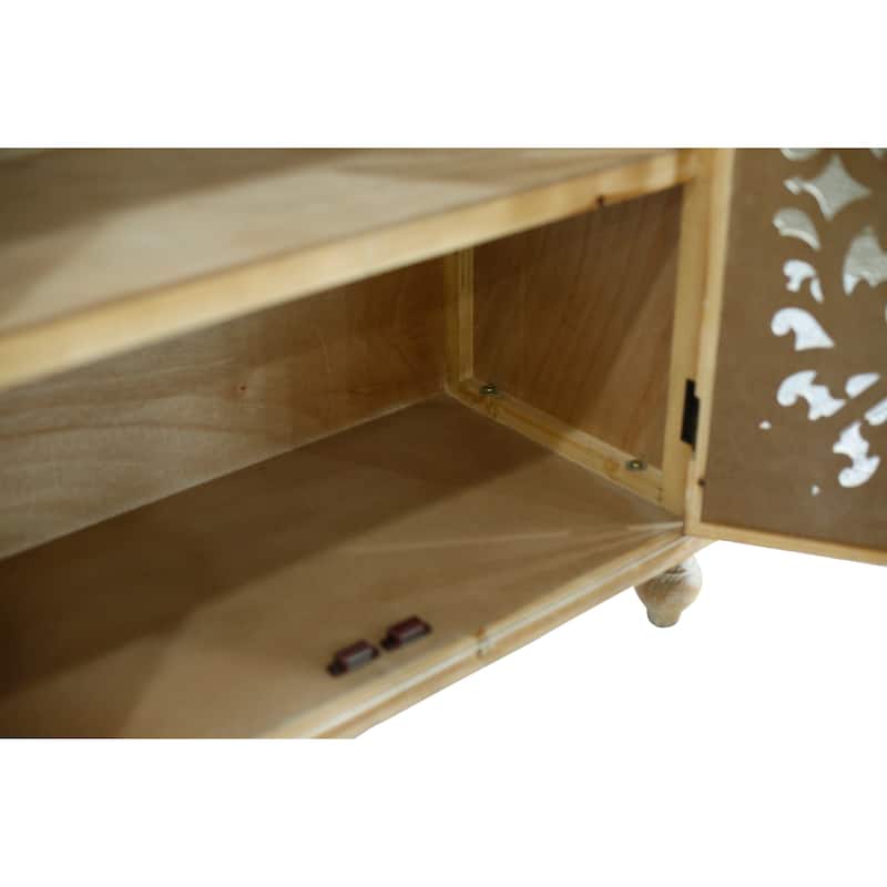 Accent Cabinet with 4 Doors, Sideboard Buffet Cabinet with Storage, Credenza Storage Cabinet with Wood Carved Floral Doors
