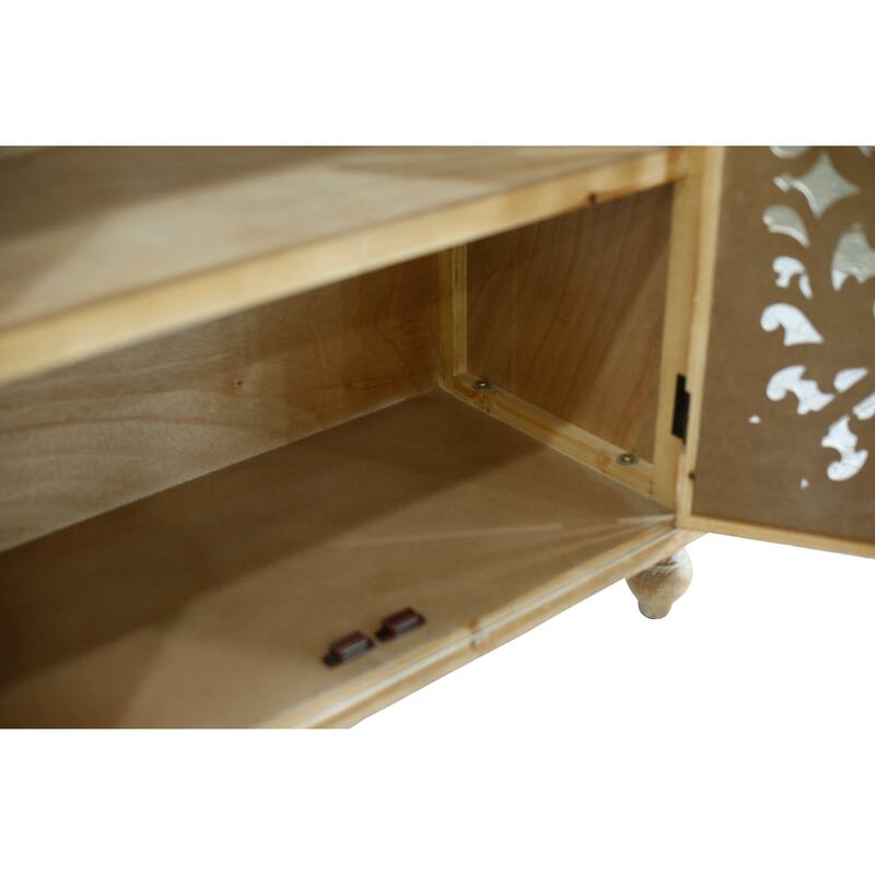 Buffet Cabinet with Storage, Accent Cabinet with 4 Carved Doors, Wood Sideboard with Shelf for Living Room, Dining Room