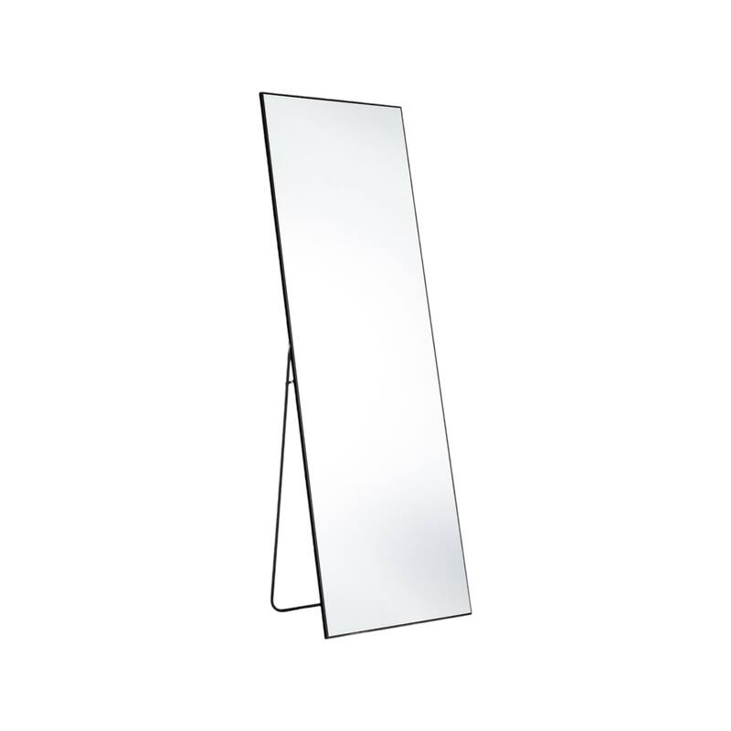 HomeRoots 63" Black Metal Freestanding and Wall Mount Framed Full Length Mirror - 20.00 in. x 63.00 in. x 0.50 in.