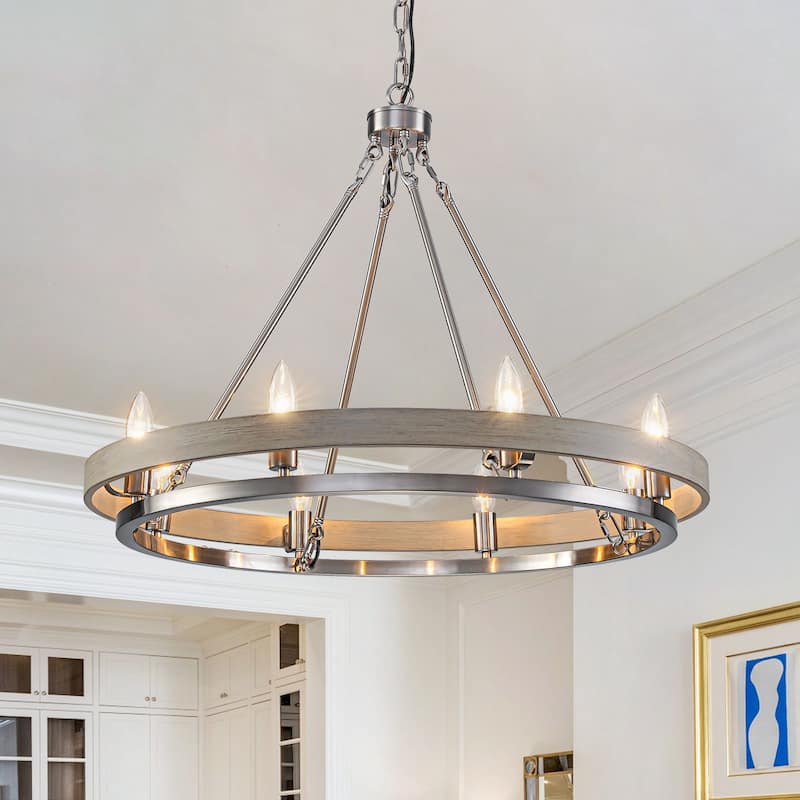 Industrial Chic Candle Chandelier 8-Light for Living Room Foyer
