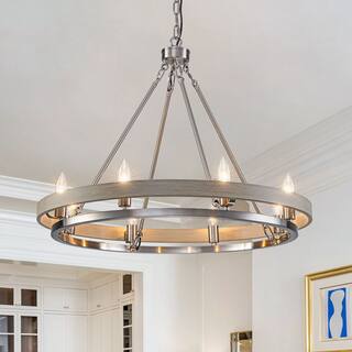 Industrial Chic Candle Chandelier 8-Light for Living Room Foyer
