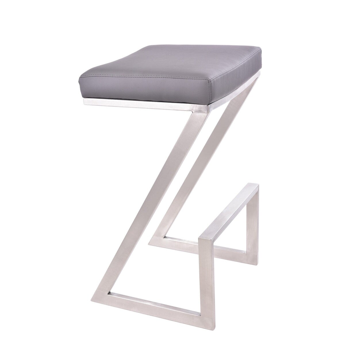 Z Shaped Metal Backless Barstool with Padded Seat