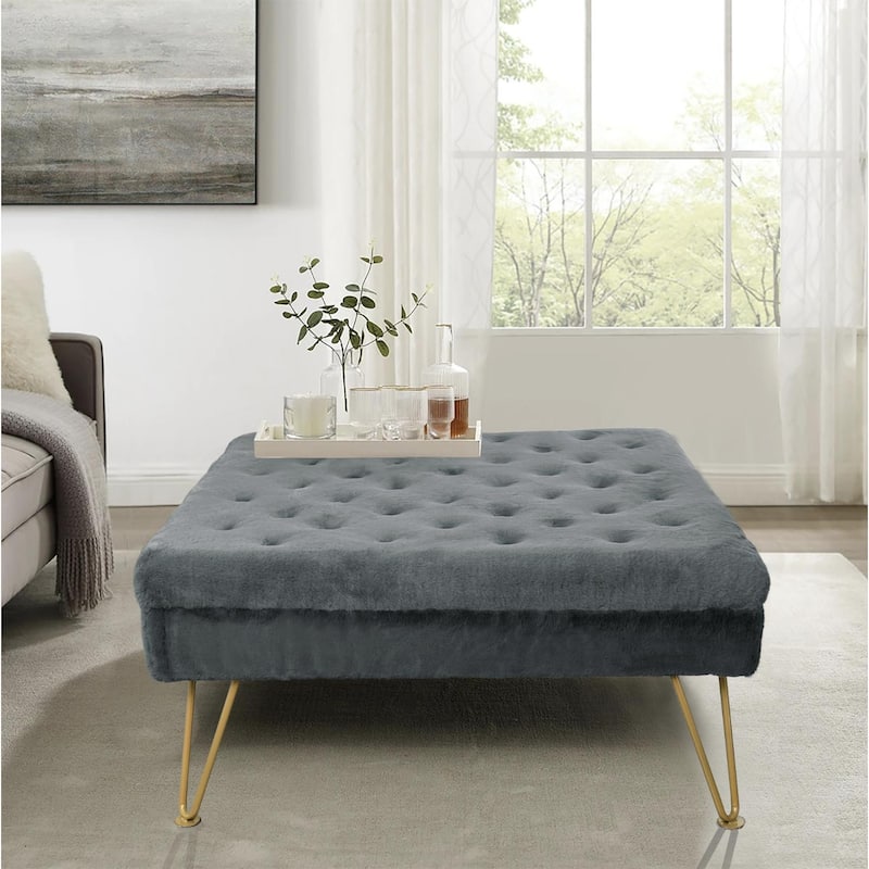 Square Fauxfur Coffee Table - 33"x33" x18" - Grey Flannel