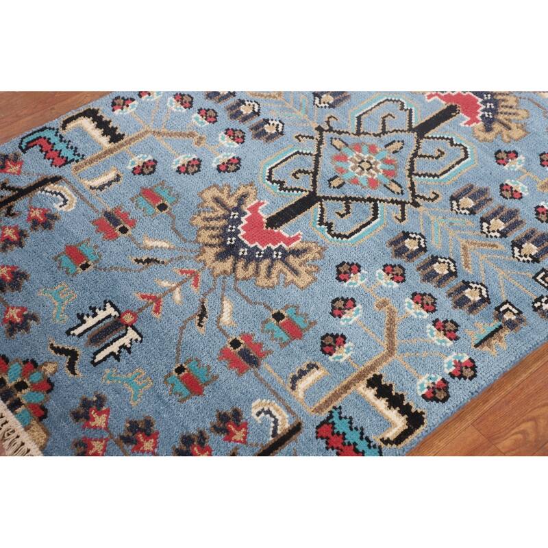 Light Blue Ziegler Foyer Rug Hand-Knotted Wool Carpet - 3'0"x 5'0"