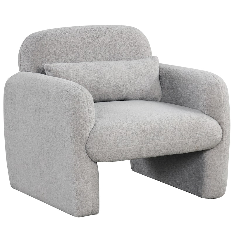 Gymax 2PCS Modern Accent Chair Sherpa Fabric Upholstered Armchair w/