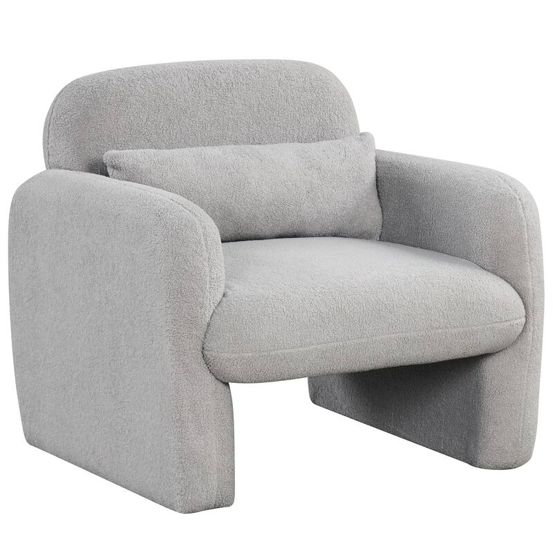 Gymax Modern Accent Chair Sherpa Fabric Upholstered Armchair w/ Waist