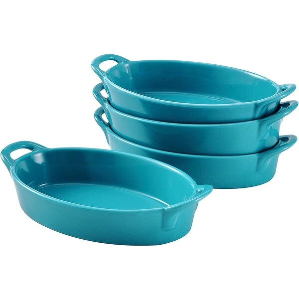 Solid Glaze Ceramics Au Gratin Bakeware/Baker Set Gray 2 Piece New Version Oval 