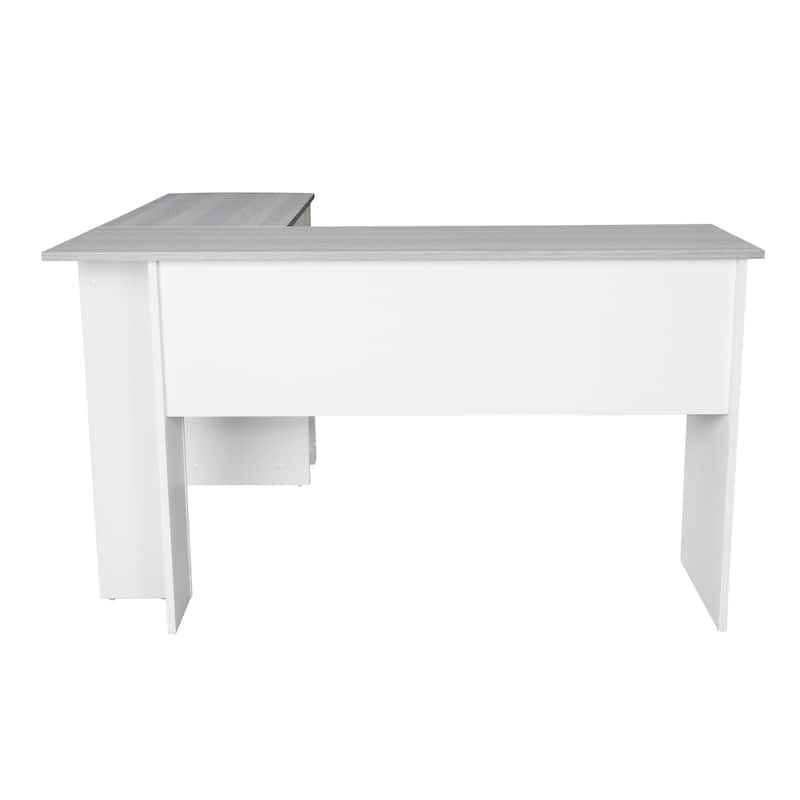 Modern L-Shaped Desk with Side Shelves
