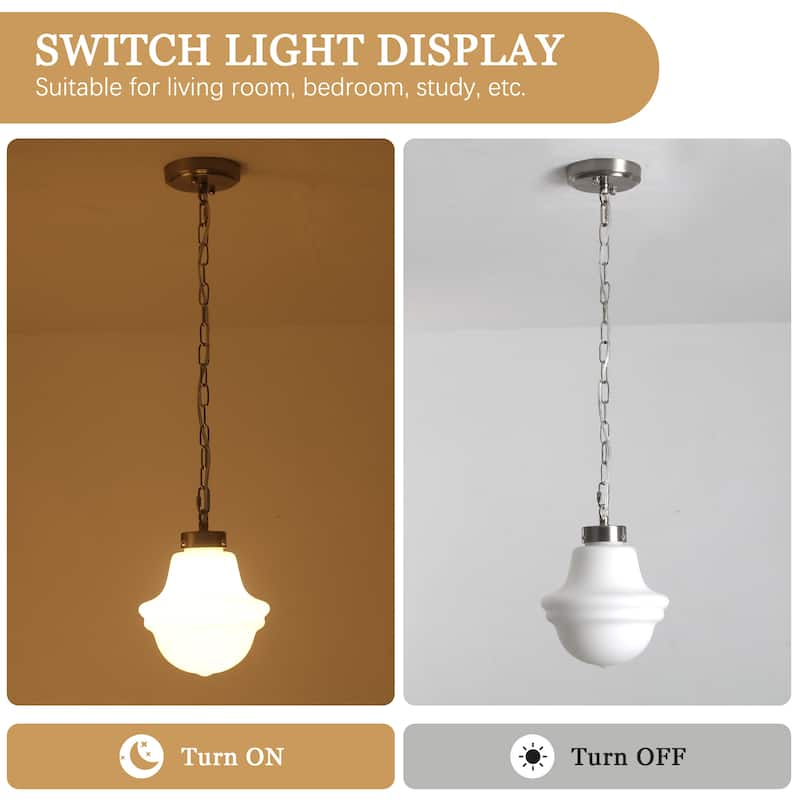 1- Light 8.26'' Wide Dimmable White Milk Glass Pendant