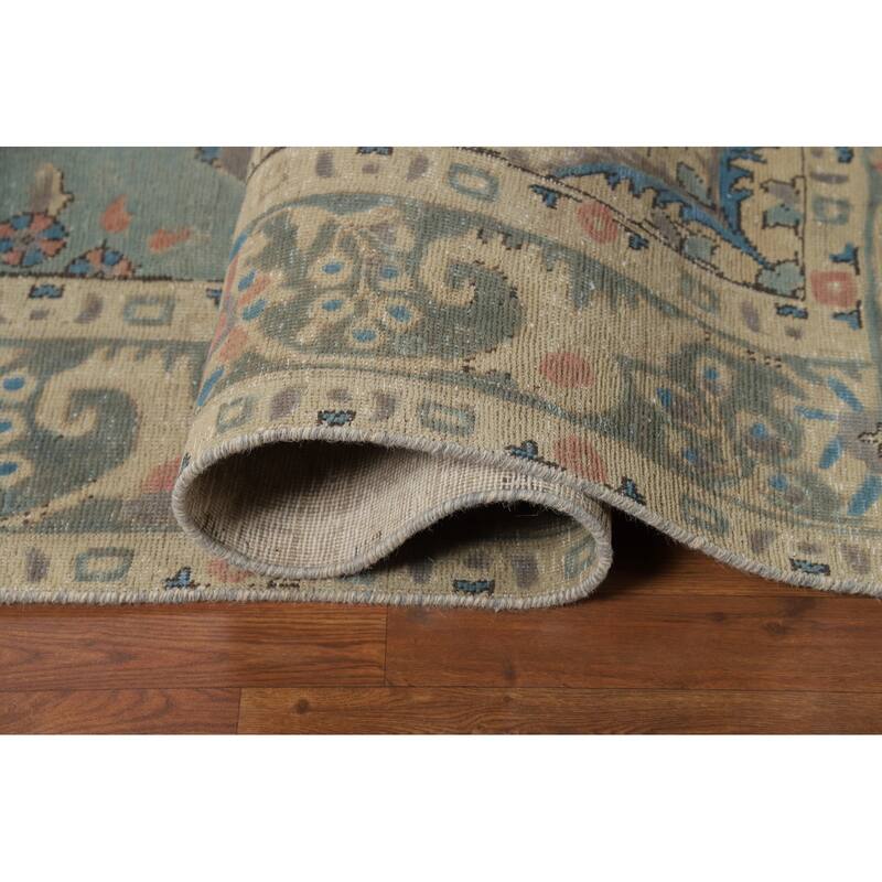 Light Blue Traditional Tabriz Persian Area Rug Handmade Wool Carpet - 6'5"x 9'5"