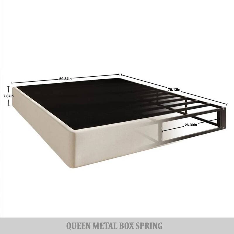 Warm Grey Metal Box Spring Mattress Foundation with Cover