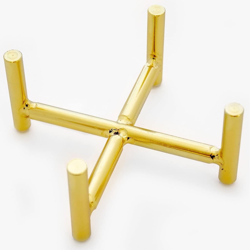 Gold Tone Cast Iron Coaster Holder 5" x 5" Holds Round or Square 4" Coasters