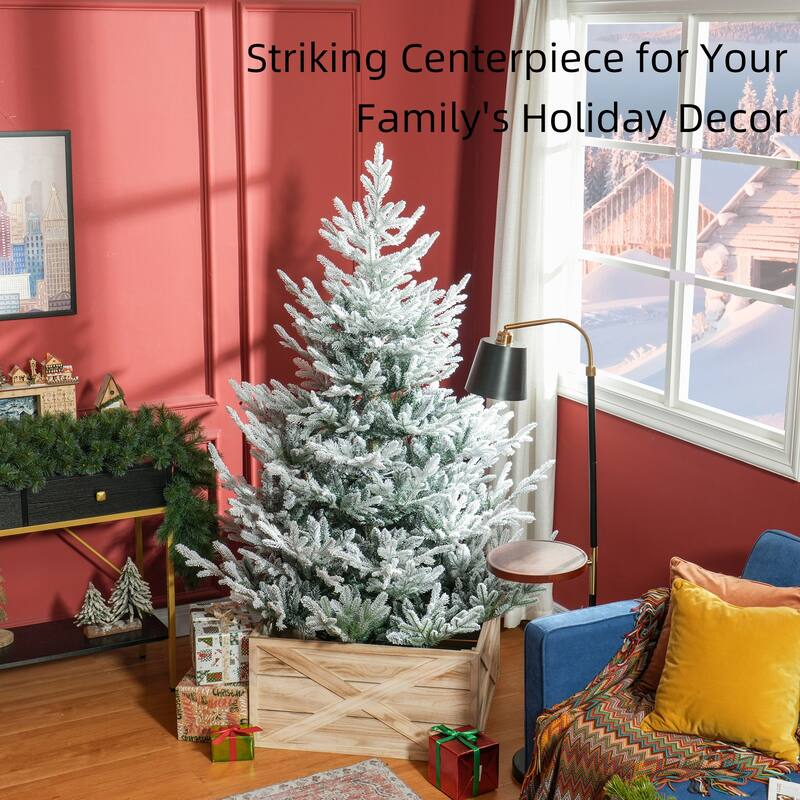 HOMCOM Artificial Pine Tree - Hinged Branches, Steel Base, Auto Open, Green