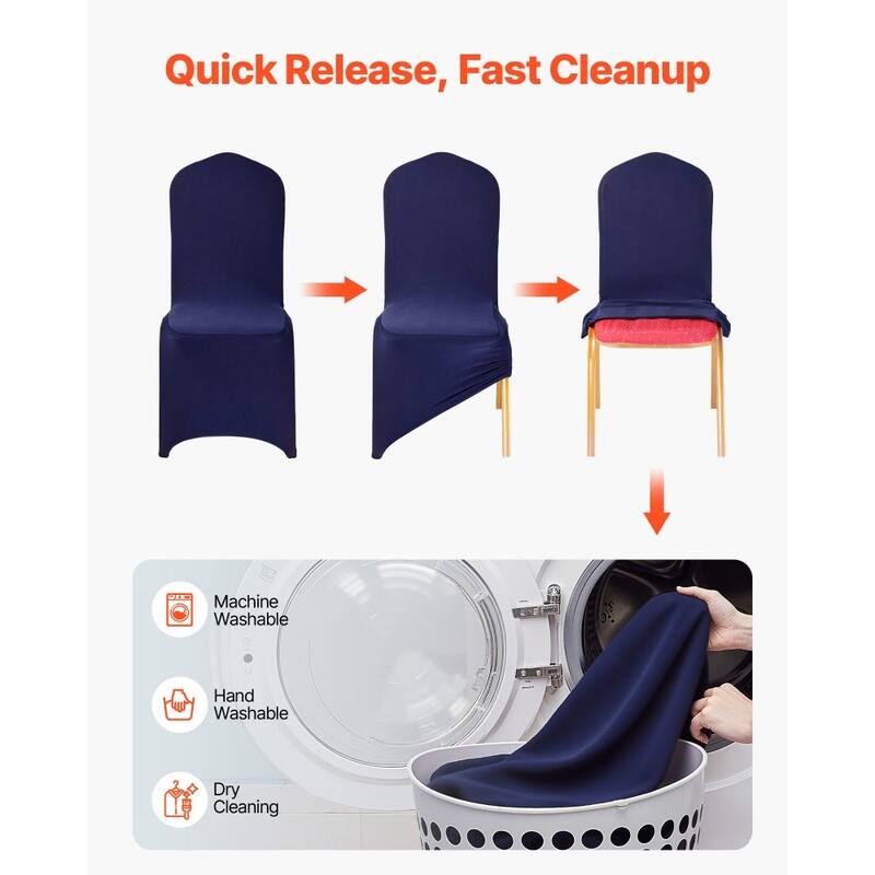 50-Pack Polyester Spandex Stretch Chair Covers Wrinkle Resistant and Elastic Fit for Dining Chairs - 20.08” x 17.72” x 37.4”