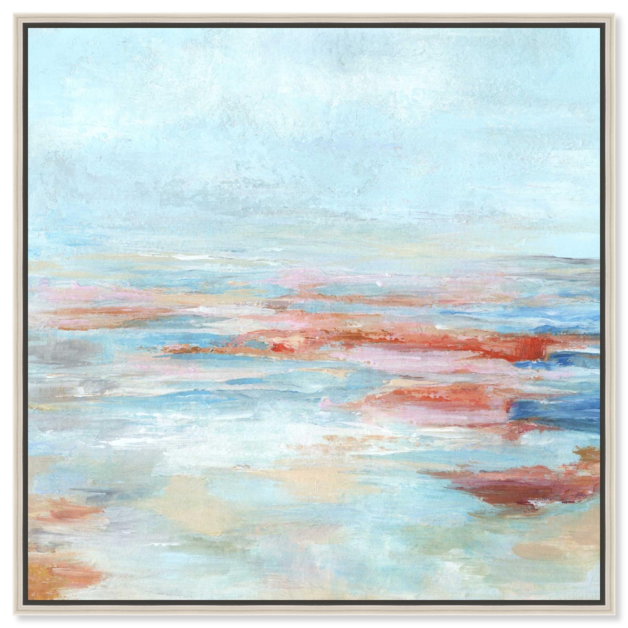 Water Waves Coastal Gold Art Framed Canvas Print by Art Remedy