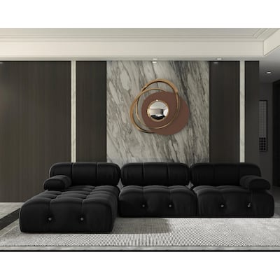 104" Convertible Modular Sectional Sofa, L-Shaped Minimalist Velvet Sofas Couches with Chaise Ottomans