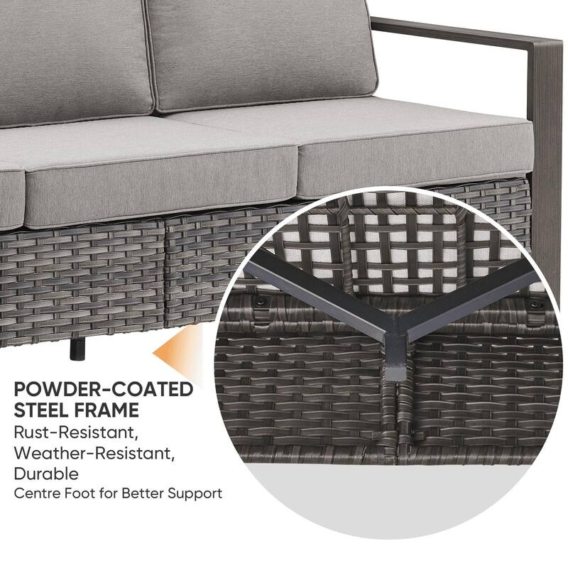 Pocassy Fire Pit Table with Outdoor Sofa Chair Ottoman Set