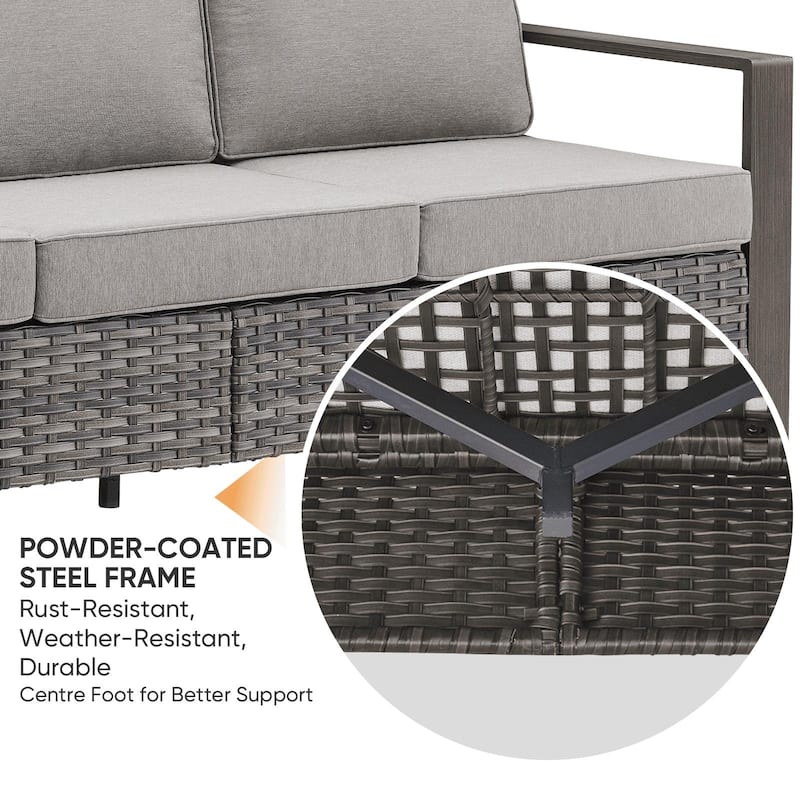 Pocassy Outdoor Sofa Patio Chair with Fire Table Set
