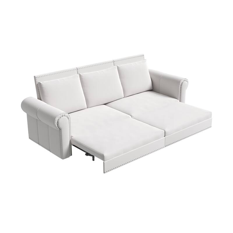 93.7" 3-in-1 Velvet Convertible Sleeper Sofa Pull Out Sofa Bed with Rolled Arm