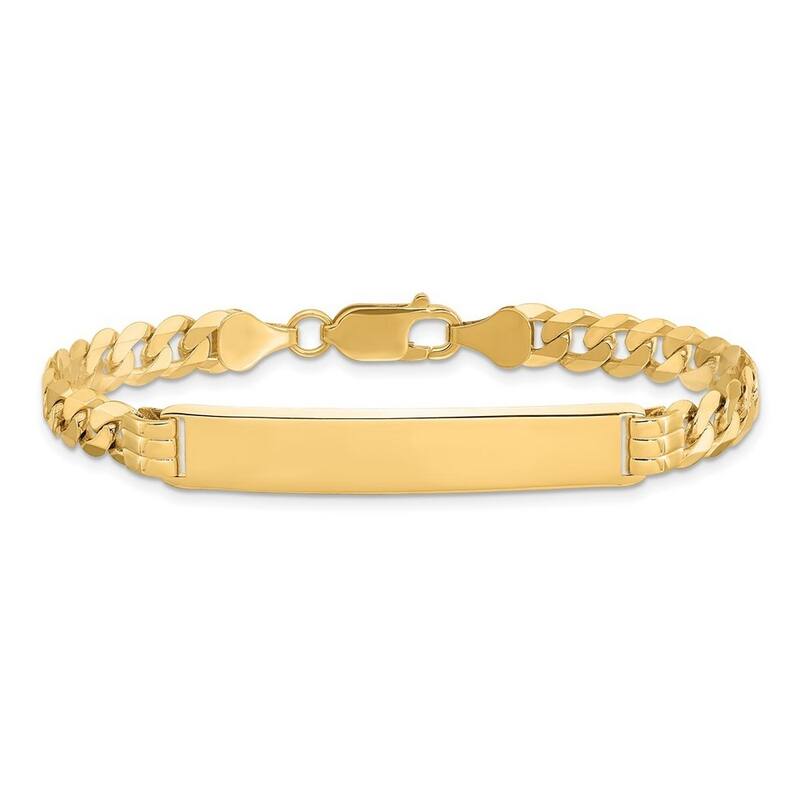 Curata 7.5mm 14k Yellow Gold Engravable Curb Link ID Bracelet