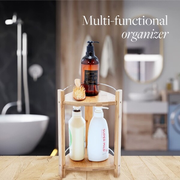 GOBAM Bamboo Shower Corner Caddy - Thumbnail 4