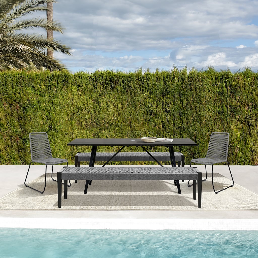 Koala Shasta and Camino 5 Piece Outdoor Dining Set in Dark Eucalyptus Wood with Grey Rope