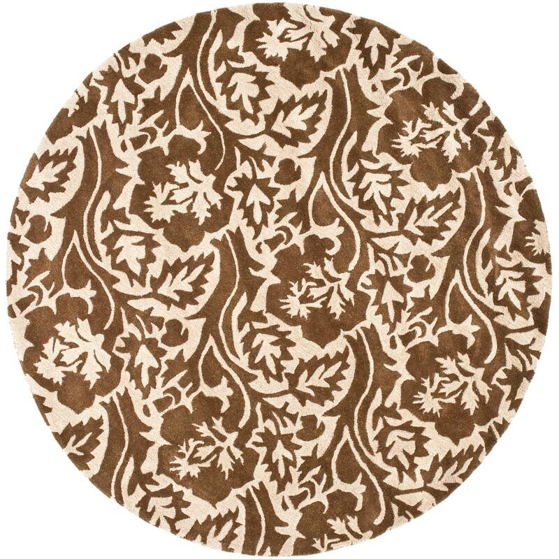SAFAVIEH Handmade Soho Andreana N.Z. Wool Rug - 6' Round - Brown/Ivory