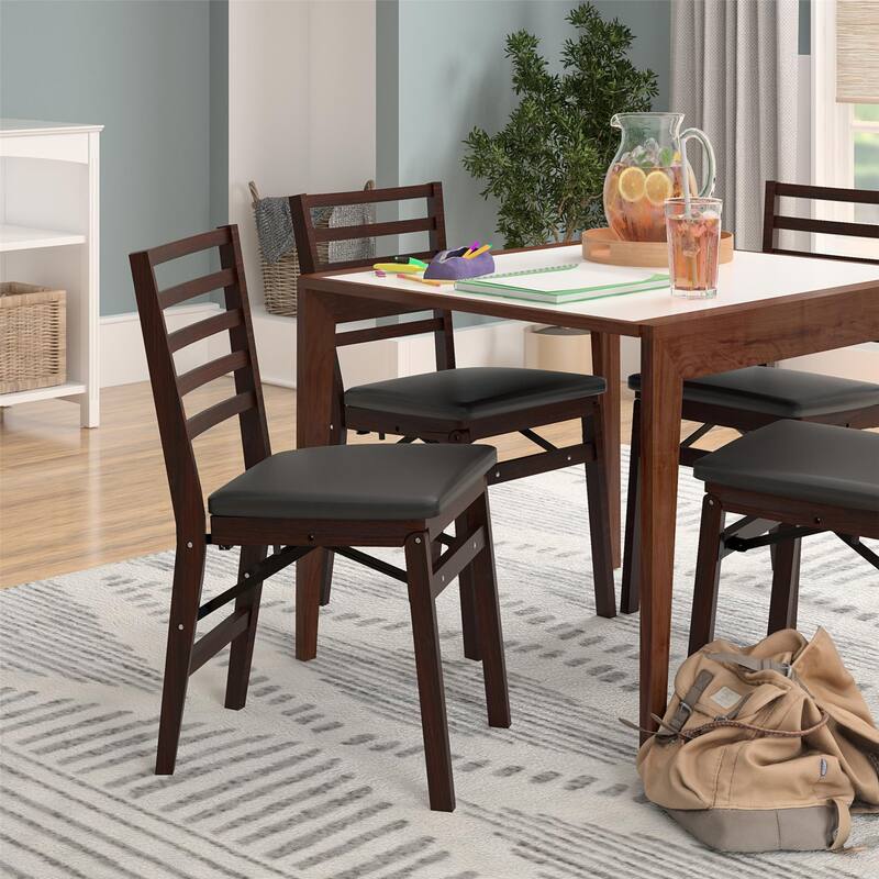 COSCO Contoured Back Wood Folding Chair with Fabric Seat, 2-Pack