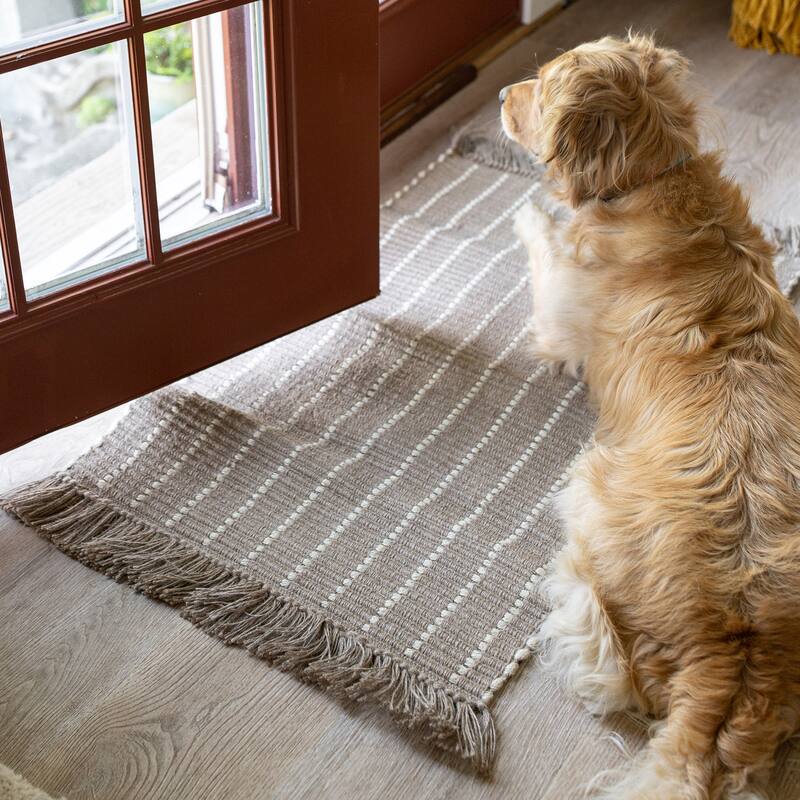 Foreside Home & Garden 2x3 Foot Striped Decorative Rug Brown Jute - 2' x 3' Rectangle