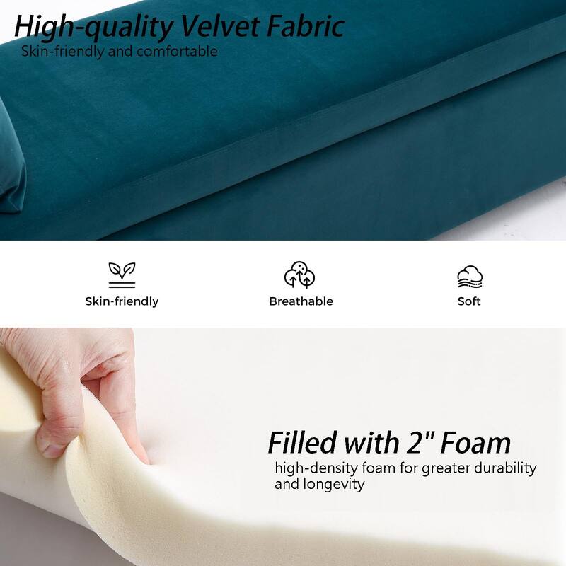 Velvet Storage Bench for Bedroom,End of Bed Bench for King Size Bed, Modern Upholstered Long Ottoman Bench for Entryway