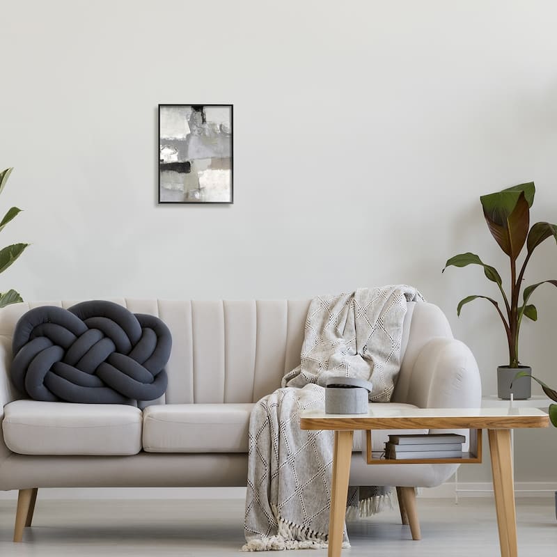 Stupell Blocked Geometric Shapes Black Detail Circles Framed Wall Art, Design by Lisa Ridgers