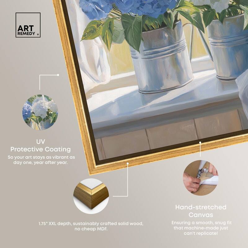 Sunlit Hydrangeas Canvas by Art Remedy